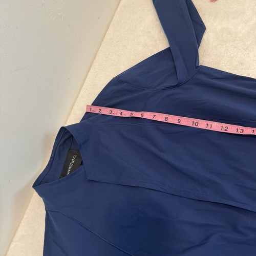 Lafayette 148 Royal Blue Cotton Blend Robe mini Dress w/ Elastic Waist sz M - Picture 10 of 11