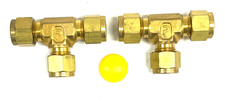 PARKER 6ET6-B A-LOK UNION TEE 3/8" BRASS LOT OF 2
