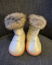 Toddler 4.5M Winter Snow Boots Cream Pink Faux Fur Lined