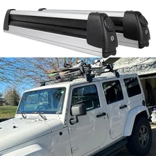 For Jeep Wrangler Sahara 31.5" Ski Snowboard Roof Rack Cross Bar Carrier w/Lock