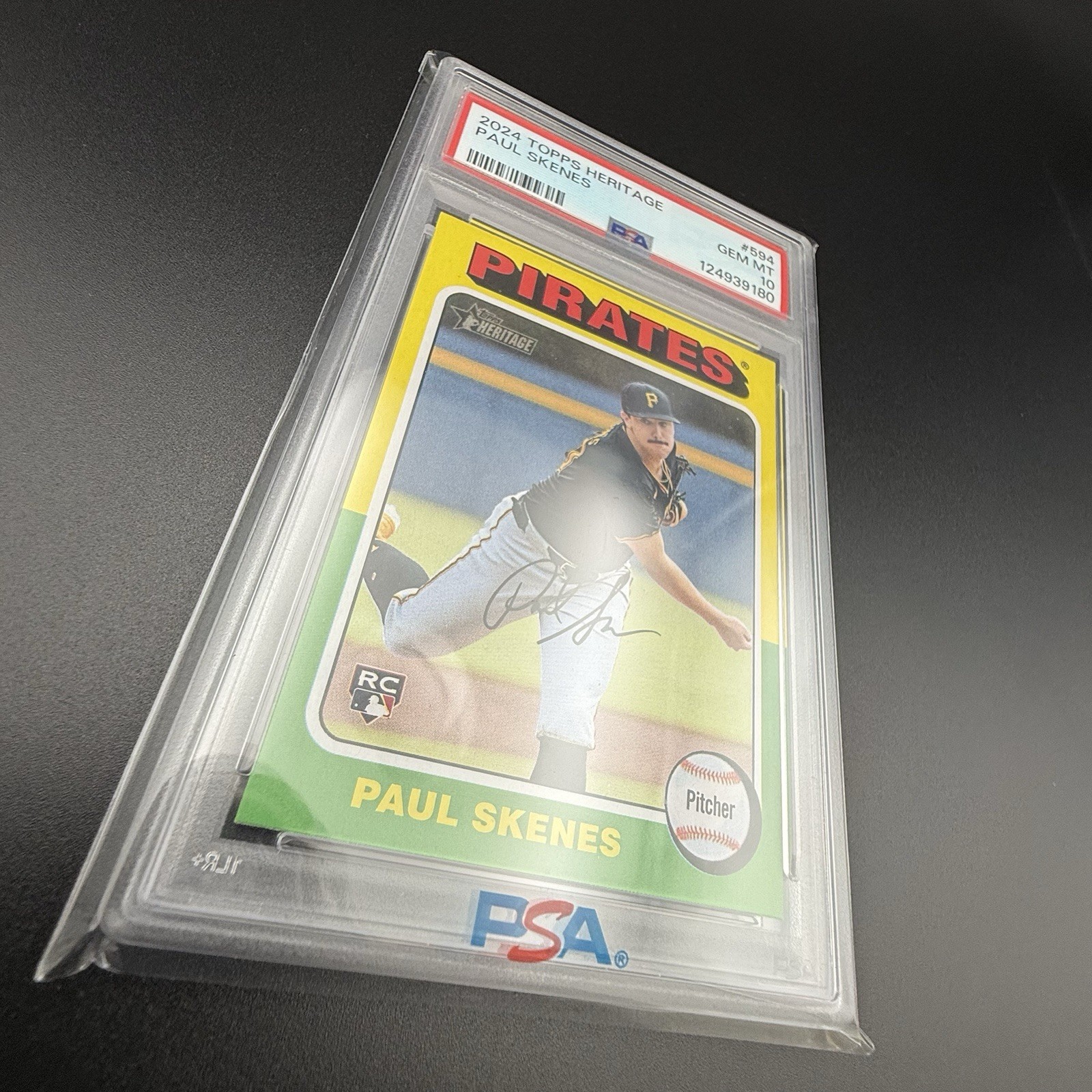 Topps 2024 Heritage High Number #594 Paul Skenes RC Pirates PSA 10 view 8