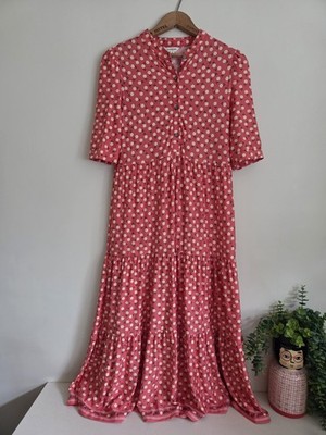 Max Studio Size Small Daisy Flower Gypsy Tiered Midi Maxi Dress Short Sleeve