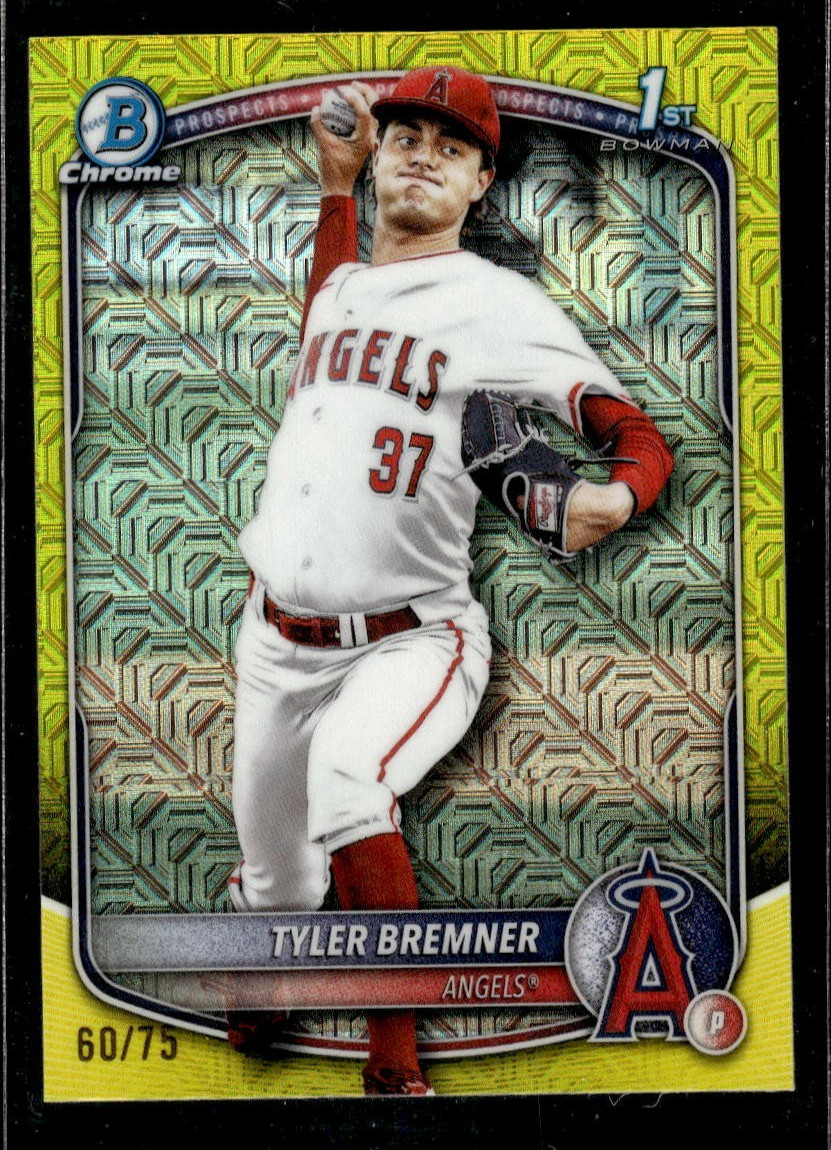 2025 Bowman Draft Mega Box Tyler Bremner 1st Yellow Refractor 60/75 Angels