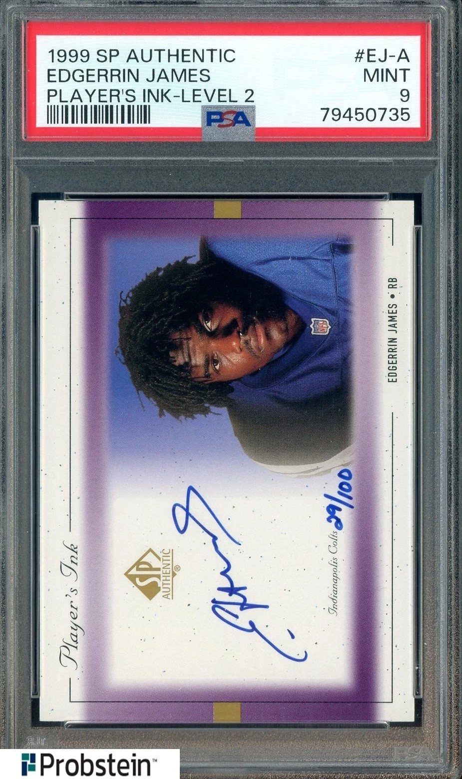 Edgerrin James SP Authentic Player's Ink #EJA Level 2
