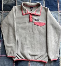 Patagonia Girls Beige Fleece T-Snap Pullover Synchilla Sweater Size XL 14 Gorp