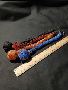 (4) Four Brand New 1 Inch Ball Paracord Monkey Fist Keychains 4 Different Colors