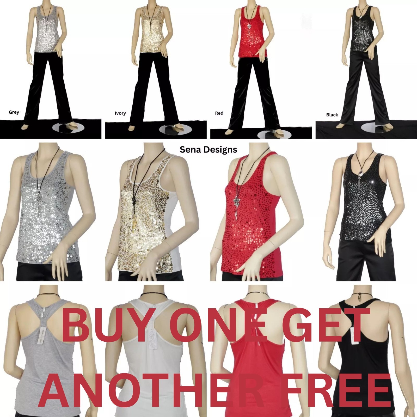 Mujer Sequence Adornado Corredor Espalda Cuello Redondo Camiseta sin Mangas