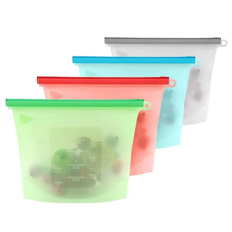 Reusable Thick Silicone Food Storage bags Zip Lock Freezer bag Leak Proof
Opens in a new window or t