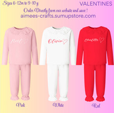PERSONALISED VALENTINES PYJAMAS FRILL PYJAMAS KIDS PJS