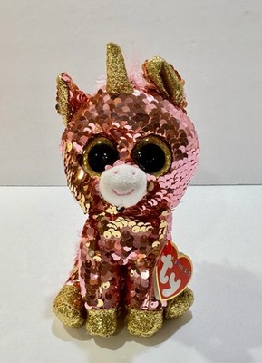 Ty FLIPPABLES SUNSET The Magical Coral Unicorn W/Changing Sequins & Original Tag