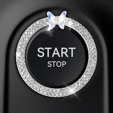 Bling Car Push Start Button Accessories for Women, Sparkling Butterfly Rhines...