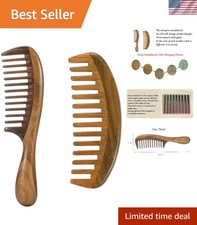 Natural Sandalwood Two-Piece Hair Combs for Gentle Detangling of Curly Hair