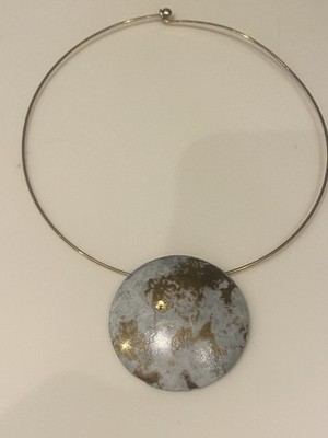 Bruno Mercier Limoges Porcelain France Chocker Necklace Gold Plated