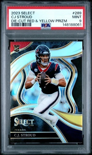 2023 Select C.J. Stroud Red & Yellow Die-Cut Prizm RC Club Level PSA 9