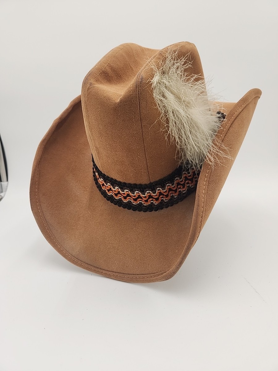 Vintage Brown Feather Hat Size 22 Vintage Alexander Fedora: Brown Felt Hat With Feather (size  main image 2