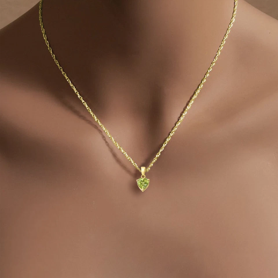 Heart Shaped Peridot Necklace 14k Yellow Gold - Image 2 of 4