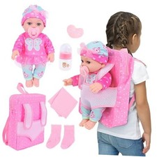 12 Inch Baby Doll with Clothes and Backpack Carrier,Reborn Baby Doll with