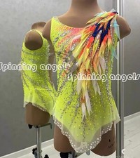 Ice Figure Skating Dress Rhythmic Gymnastics Twirling Competition yellow dyeing