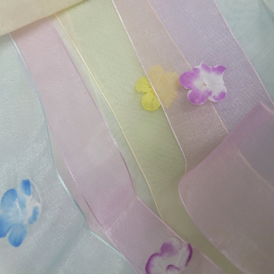 Cinta en cascada pastel arco iris 3D floral flor ventana paneles cortinas niñas niños Foto 4 de 4