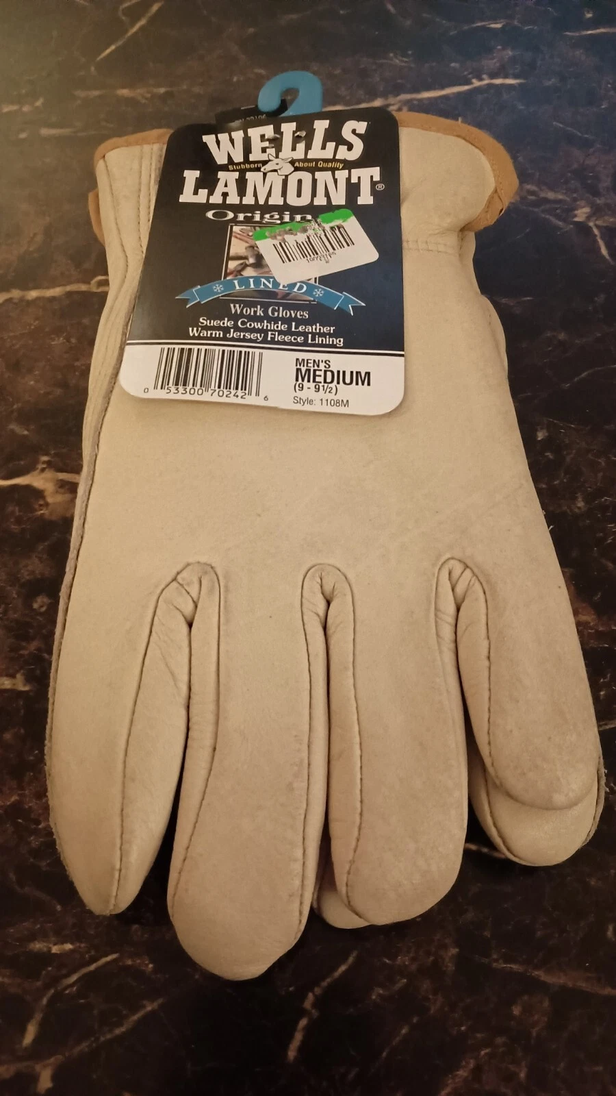 VNTG 80s-90s Wells Lamont Suede Cowhide Leather Gloves Jersey Lined Sz M 🐄