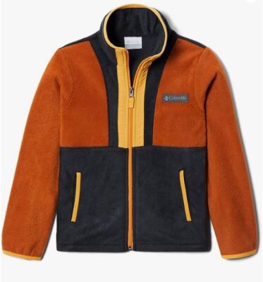 Columbia Back Bowl Full Zip Warm Copper Black Mango Fleece Jacket Youth Sz L-XL
