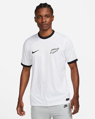 Nike Men's S New Zealand 2022-23 White Black Stadium Soccer Jersey