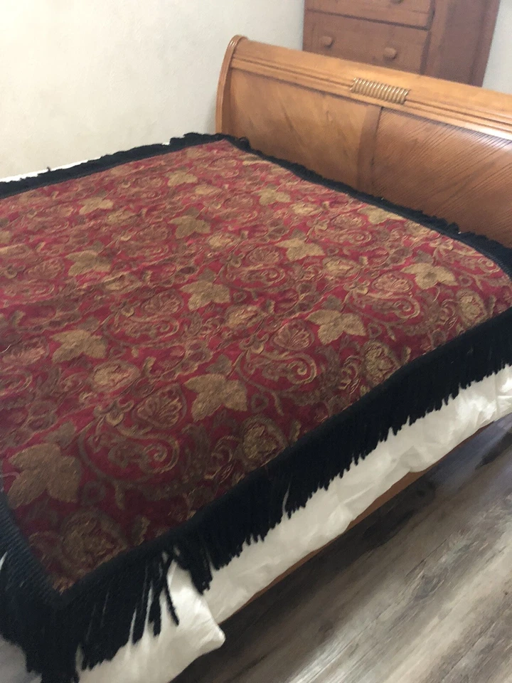 LUJO Manta Floral Roja Chenilla Lingotes Flecos Reversible 54X50" Foto 4 de 4