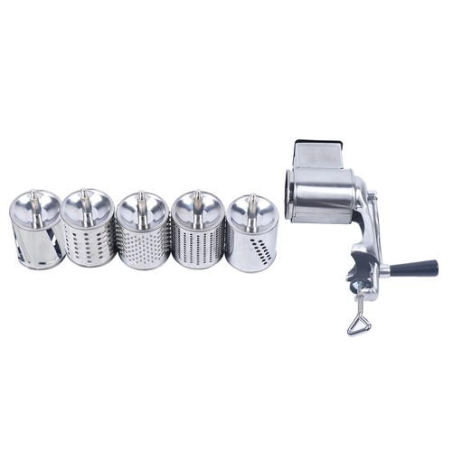 Kitchen Rotary Grater Food Mills Nut Grinder Grinding Tool Set With 5 Drum Blade - Picture 8 of 12