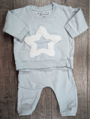 Baby Boy Girl Clothes Basics Mother's Promise 0-3 Month 2pc Blue Star Outfit