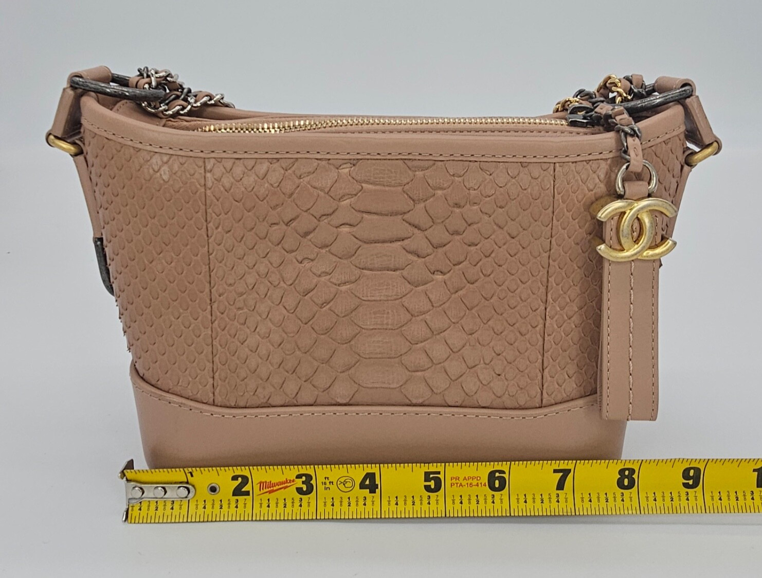CHANEL Gabrielle Python Snakeskin Small Hobo Nude… - image 19
