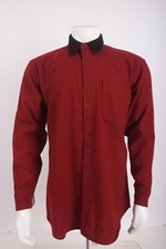 Vintage Woolrich Mens Shirt Top Size L Deep Red Wool Blend Elbow Patches USA