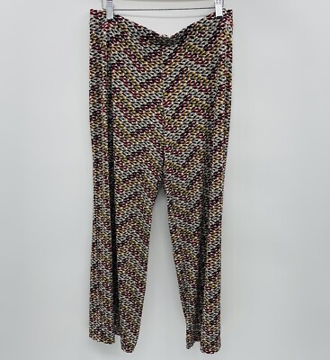 NY Collection Womens Large Printed Pull On Wide Leg Jersey Knit Stretch Pants