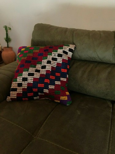 HANDWOVEN CUSHION CASE, PILLOW COVER MADE from VINTAGE RUGS, KILIMS 40X40CM - Picture 3 of 4