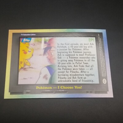 EP1 Pokemon I CHOOSE YOU! - SILVER HOLO Topps TV - BLUE LOGO - POKEMON CARD  - NM | eBay