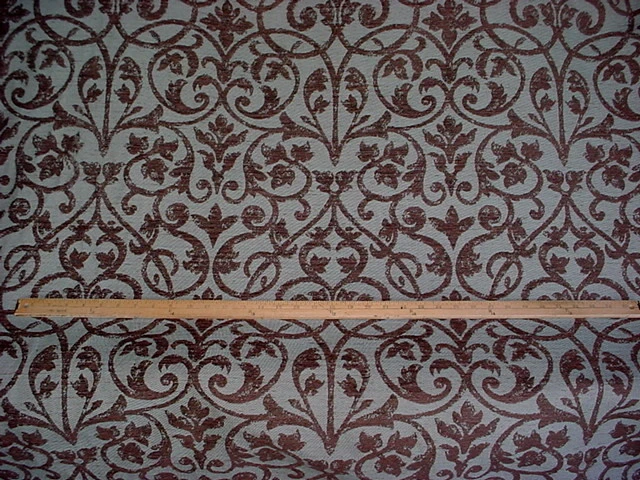 Tela de tapicería de chenilla con pergamino de chocolate azul mineral Kravet 30045 10-1/8 años Foto 2 de 4