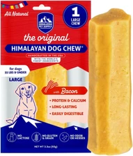 Original Yak Cheese Dog Chew, Bacon, 1 Large Stick, 3.3 Oz, Gluten Free, Healthy