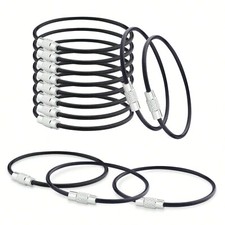 10pcs Stainless Steel Screw Lock Keychains Wire Cable Key Rings Durable Key Hold