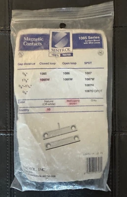 Sentrol 1085W, Magnetic Contacts, 1-1/2 Inch Gap Distance, Mahogany Brown-New