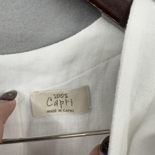 Pagliaccetto 100% Capri Tuta Lino Donna Piccolo Ruffle Svolazzante Silenzioso Lusso Capsula - Foto 8 di 16