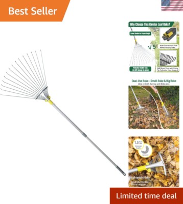 Leaf Rake - 63 Inch Rake for Leaves, Lightweight Leaf Rakes for Lawns, Adjust...