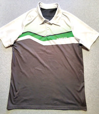 Oakley Golf Shirt Polo Men XL Ohydrolix Gray Green White Collared Buttons Reg