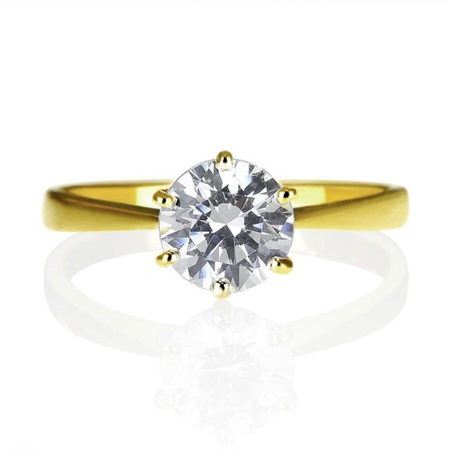 Anillo de compromiso solitario de diamantes de corte redondo de oro blanco de 14 K 0,50 quilates L-M/i1-i2 - Imagen 10 de 10