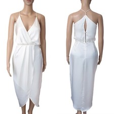 Sheike Dress Sze 12 wrap silky satin cocktail evening As New party draped strap