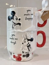 DISNEY VALENTINES MICKEY AND MINNIE MOUSE STACKABLE MUGS
