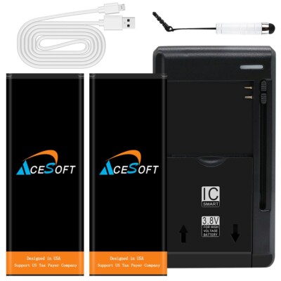 2x 2300 mAh Rechargeable Battery Charger Cable Stylus for Alcatel TCL A1 A501DL