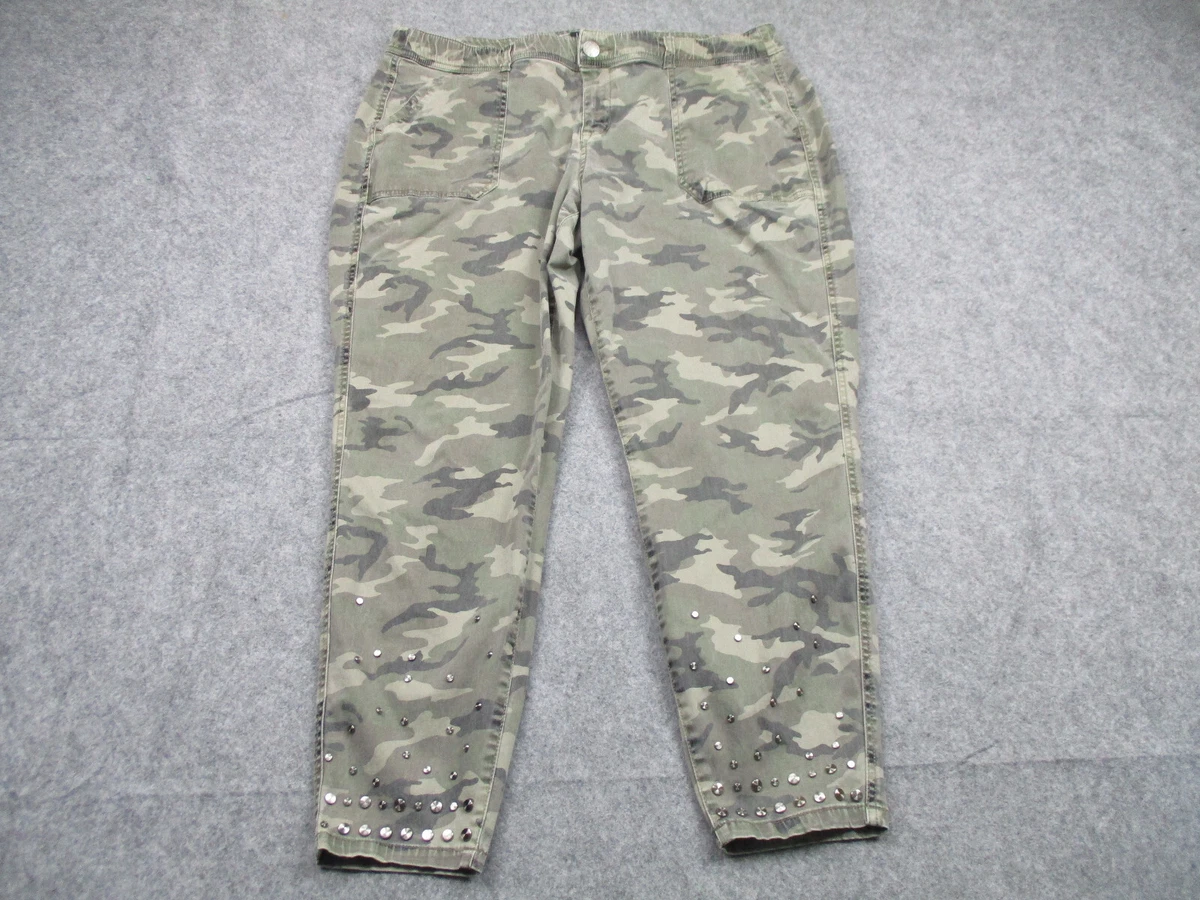 Lane Bryant Pants Womens 20 Green Camo Casual Skinny Leg Studded