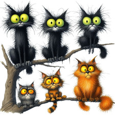 Wall decal sticker whimsical cat wall sticker 18x18 cm large