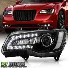 For 2015-2023 Chrysler 300 Black Halogen LED DRL Projector Headlight - Driver