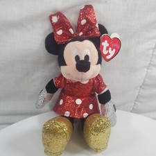 Ty Disney Sparkle Minnie Mouse Medium 8" Plush Red Polka Dot Dress NWT 2021