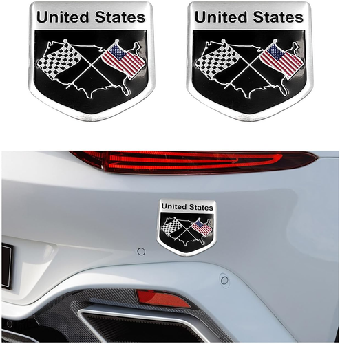 2PCS American Flag 3D Metal Decal, Aluminum Alloy Car Emblem Stickers Patriotic